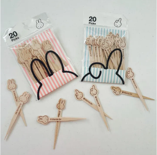 Miffy Wooden Picks With Handles Shaped