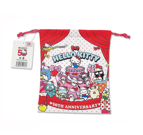 Daiso Drawstring Bag Hello Kitty 50th Anniversary