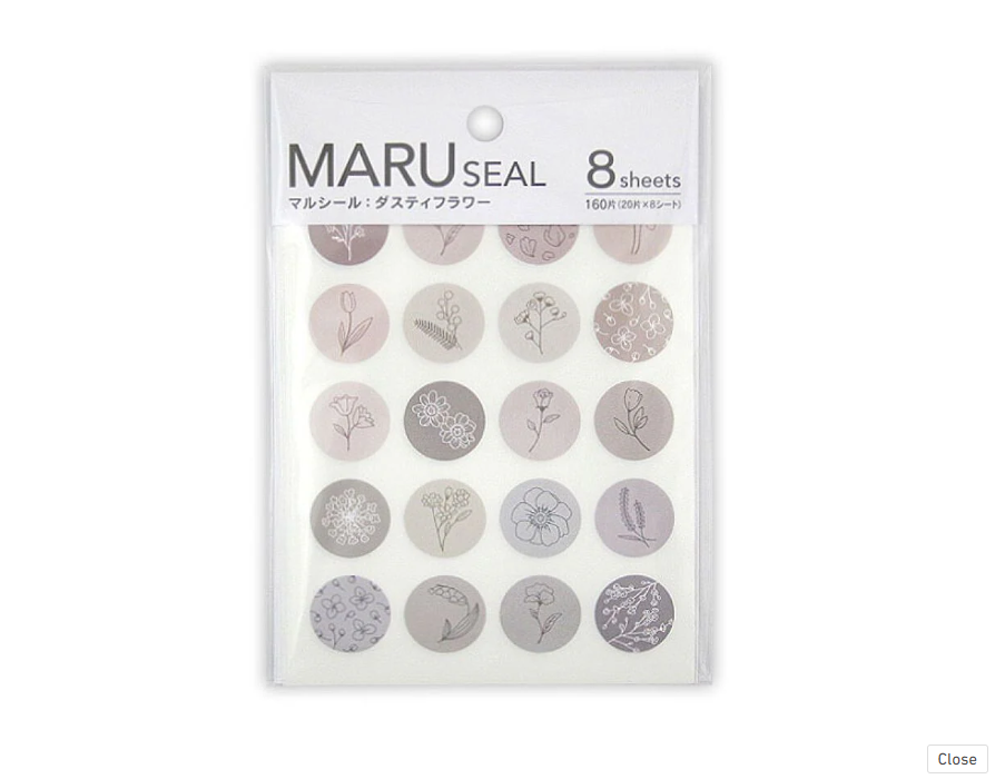 Maru Seal Round Sticker Smoky Flower