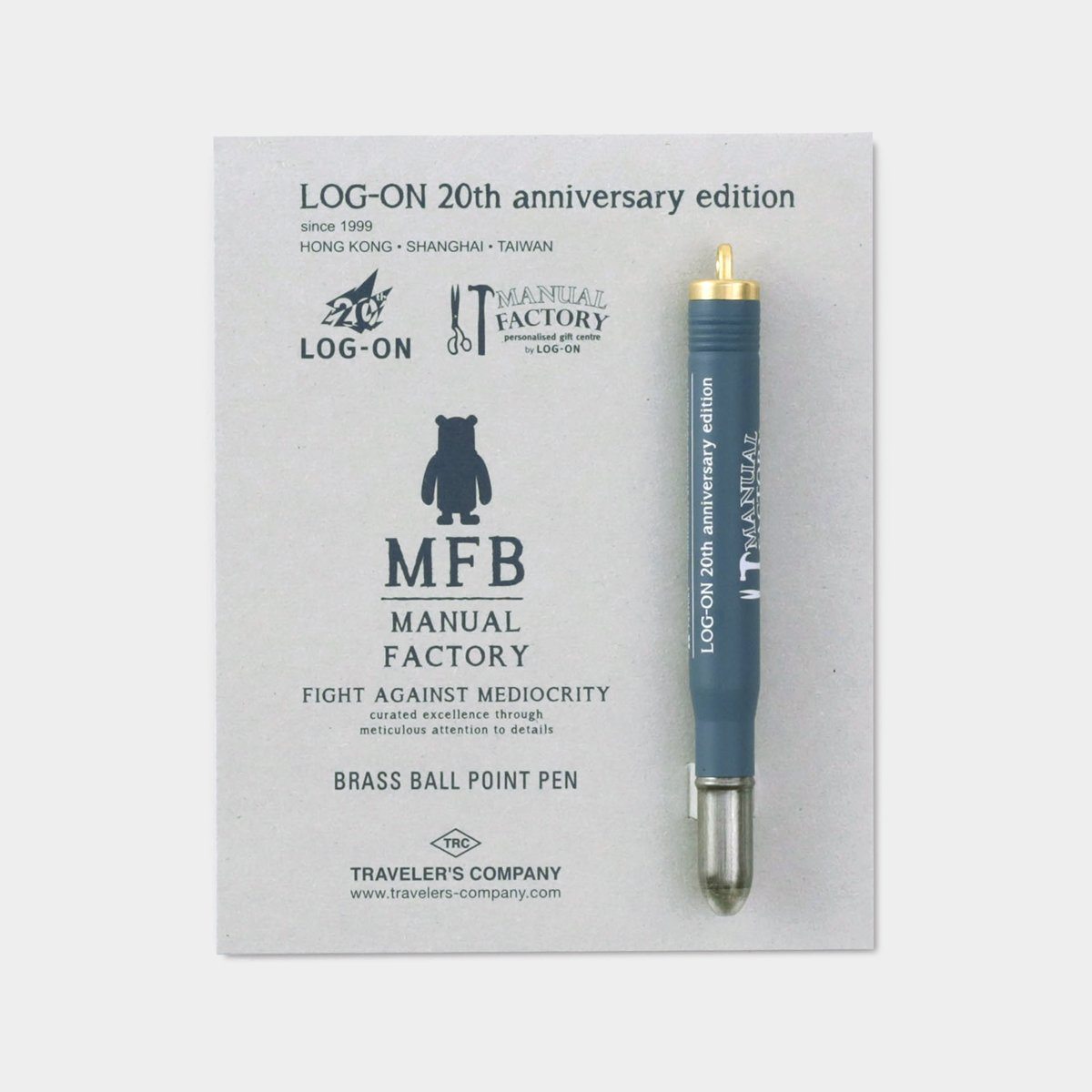 LOGON Traveler's Factory Brass Ballpoint Pen Navy - tokopie