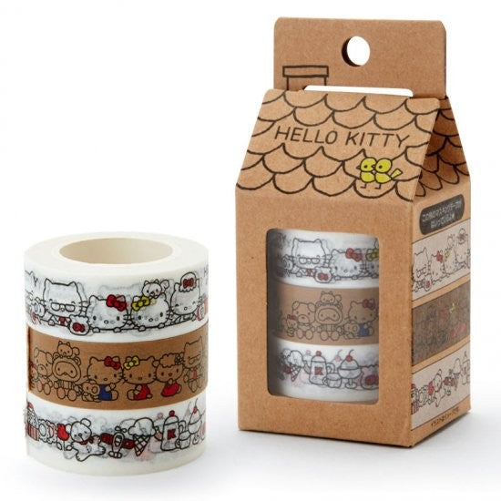 Japan Sanrio Washi Masking Tape 3 Rolls Set Can - Hello Kitty