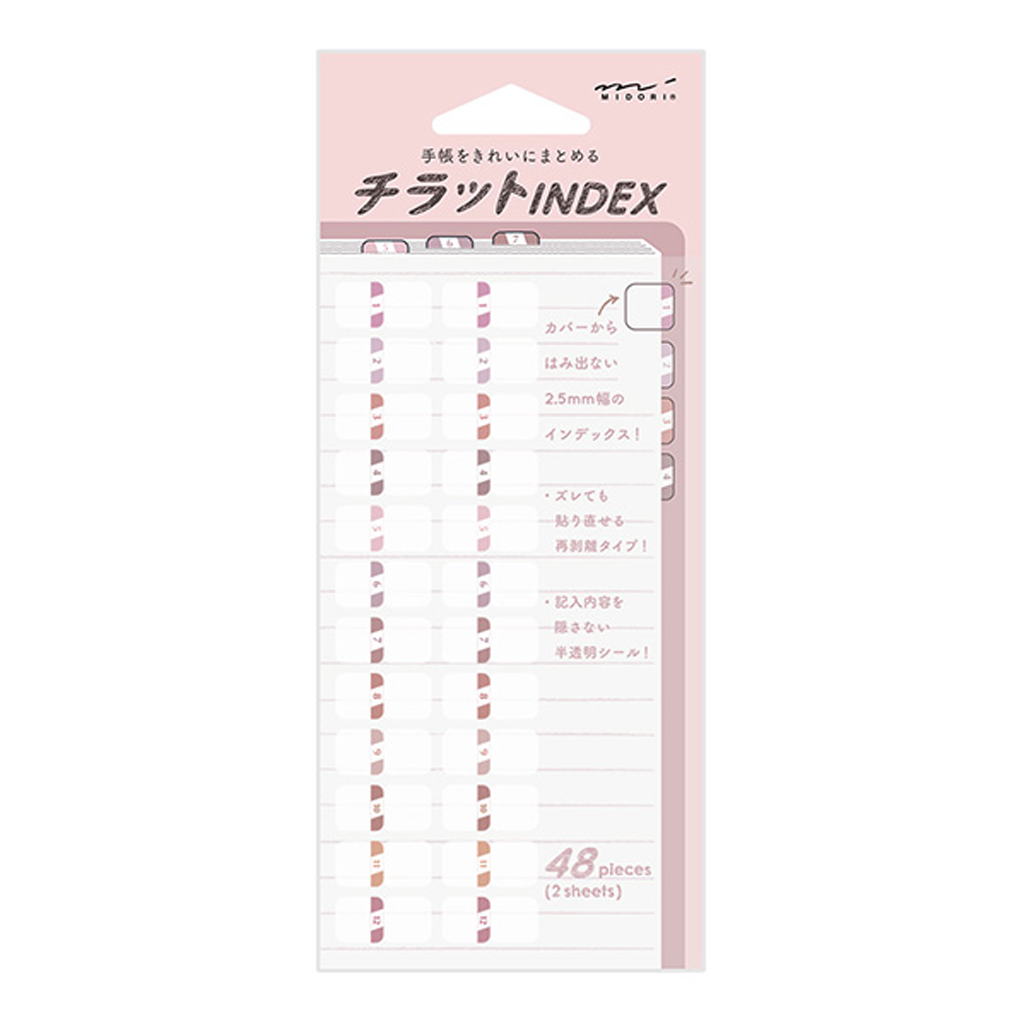 Midori Index Label Chirat Number Pink