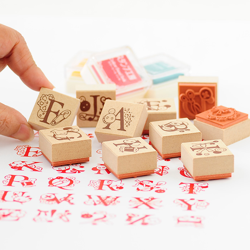 Ai Inc. Stamp Studio Rubber Stamp Set - Alphabet Animal Kaomoji - tokopie